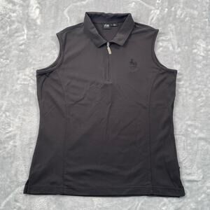 NVO Polo Shirt Top Womens Large Black Sleeveless Golf Redding Country Club CT